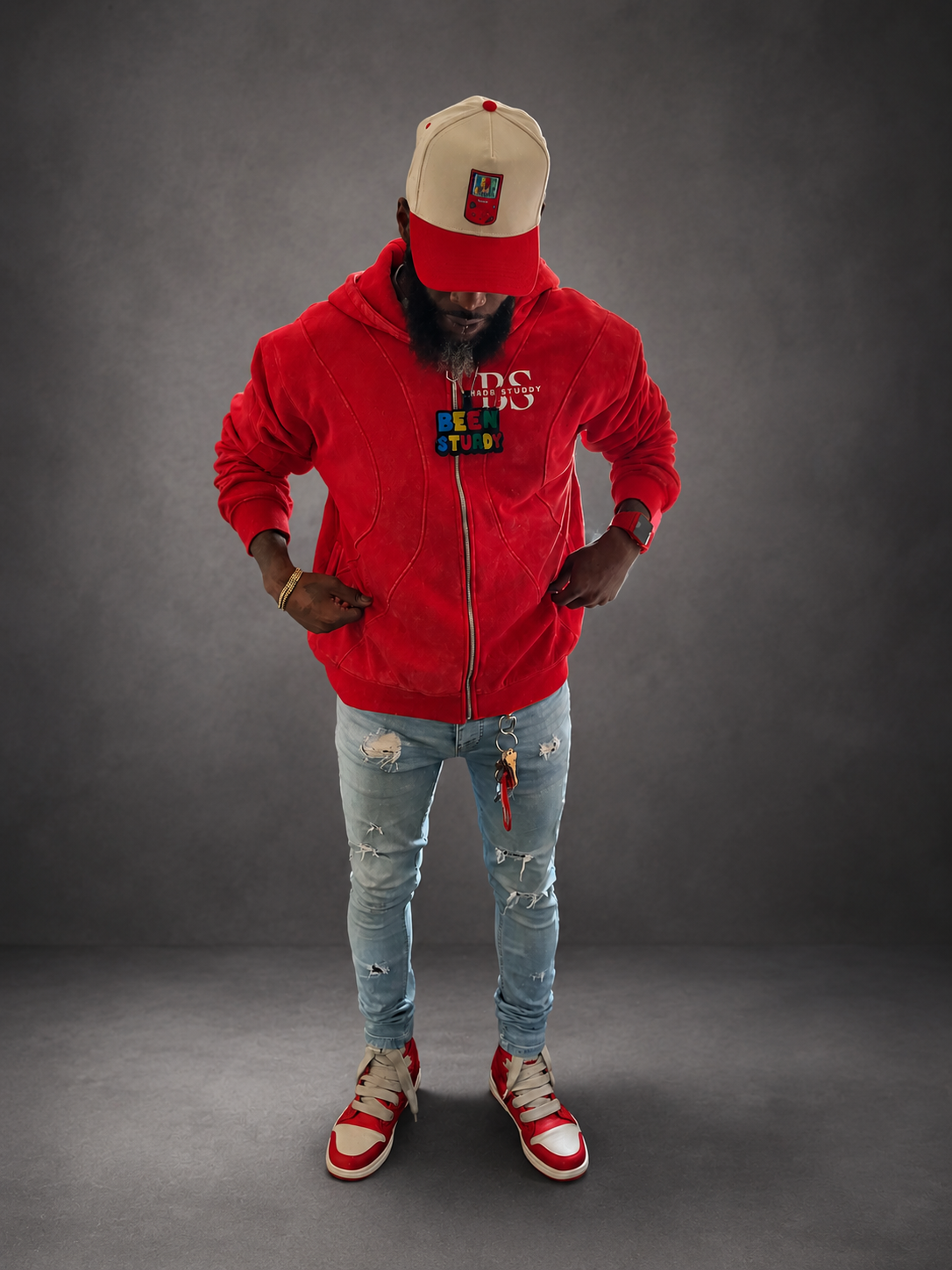Been Sturdy Red Zip Hoodie